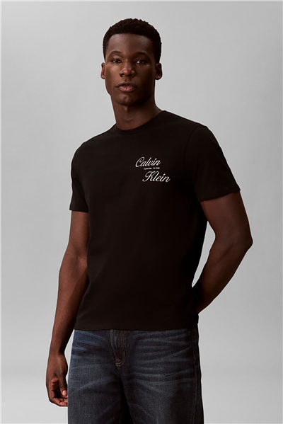 Calvin Klein Ss 30S Eu Calvin Klein Resrt Gra Erkek Bisiklet Yaka T-Shirt Siyah