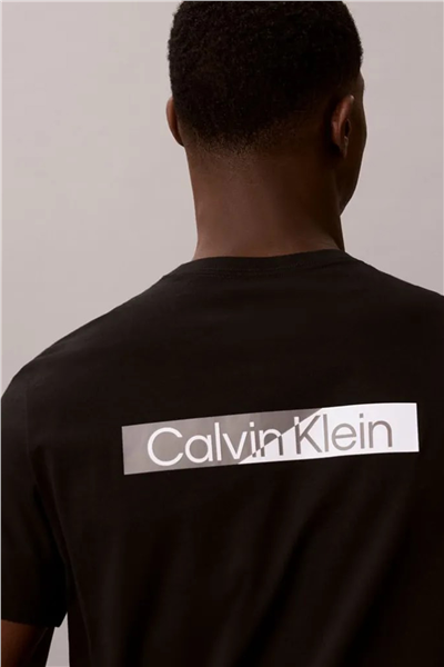 Calvin Klein Ss 30S Eu Spw Split Stndrd Graph Erkek Bisiklet Yaka T-Shirt Siyah