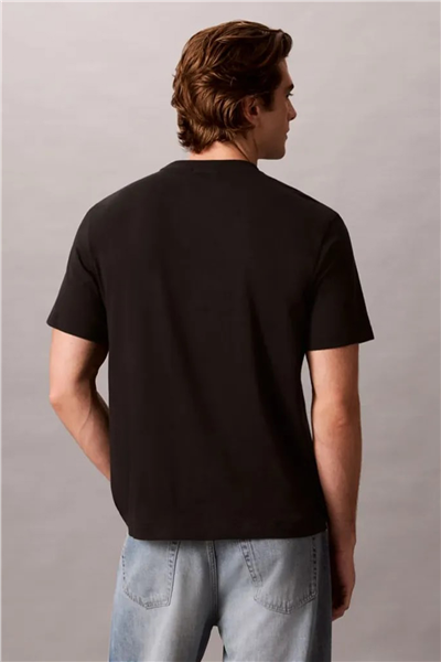 Calvin Klein Ss 30S Jersey Easy Monogram Puff Erkek Bisiklet Yaka T-Shirt Siyah