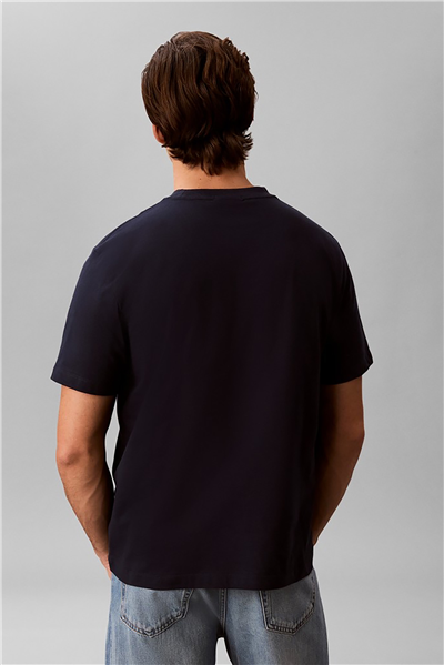 Calvin Klein Ss 30S Jersey Easy Monogram Puff Erkek Bisiklet Yaka T-Shirt Lacivert
