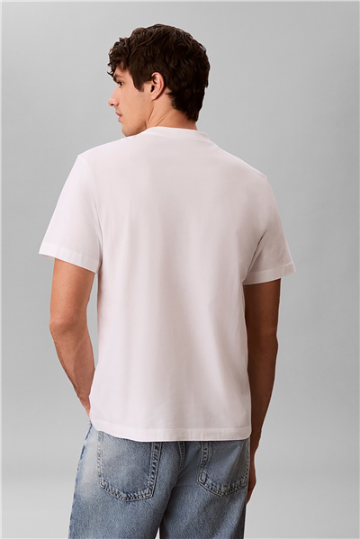 Calvin Klein Ss 30S Jersey Easy Monogram Puff Erkek Bisiklet Yaka T-Shirt Beyaz