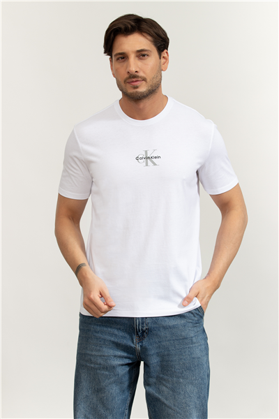 Calvin Klein SS 30S Micro Monologo Graphic Te Erkek Bisiklet Yaka T-Shirt