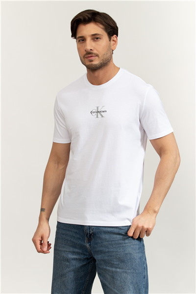 Calvin Klein SS 30S Micro Monologo Graphic Te Erkek Bisiklet Yaka T-Shirt