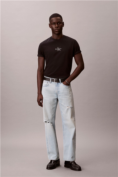 Calvin Klein Ss 30S Micro Monologo Tee Erkek Bisiklet Yaka T-Shirt Siyah