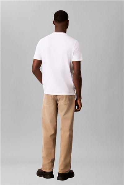 Calvin Klein Ss 30S Micro Monologo Tee Erkek Bisiklet Yaka T-Shirt Beyaz
