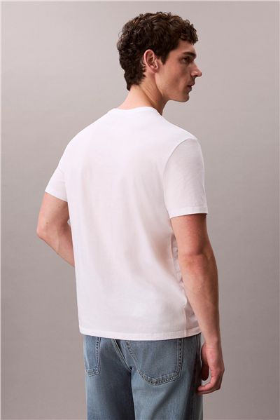 Calvin Klein Ss 30S Micro Monologo Tee Erkek Bisiklet Yaka T-Shirt Beyaz