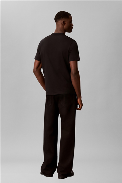 Calvin Klein Ss 30S Micro Monologo Tee Erkek Bisiklet Yaka T-Shirt Siyah