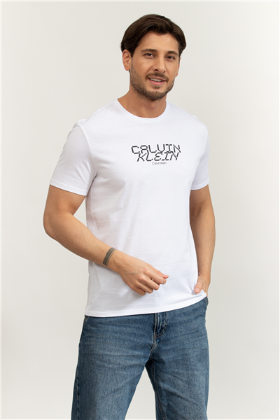 Calvin Klein SS 30S Whsl SP Calvin Futura Gra Erkek Bisiklet Yaka T-Shirt