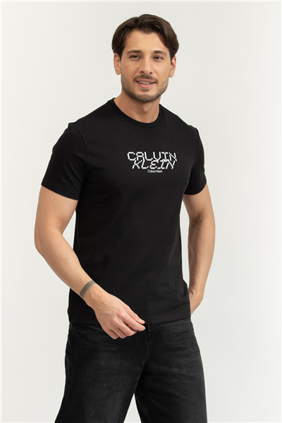 Calvin Klein SS 30S Whsl SP Calvin Futura Gra Erkek Bisiklet Yaka T-Shirt