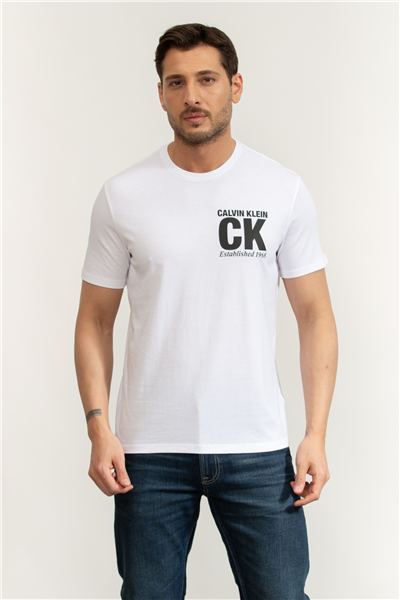 Calvin Klein SS 30S Whsl SP CK Corner Graphic Erkek Bisiklet Yaka T-Shirt