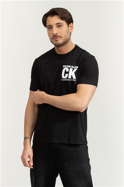 Calvin Klein SS 30S Whsl SP CK Corner Graphic Erkek Bisiklet Yaka T-Shirt