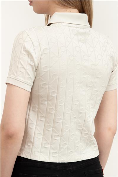 Calvin Klein Ss Aop Jacquard Kadın Polo Yaka T-Shirt