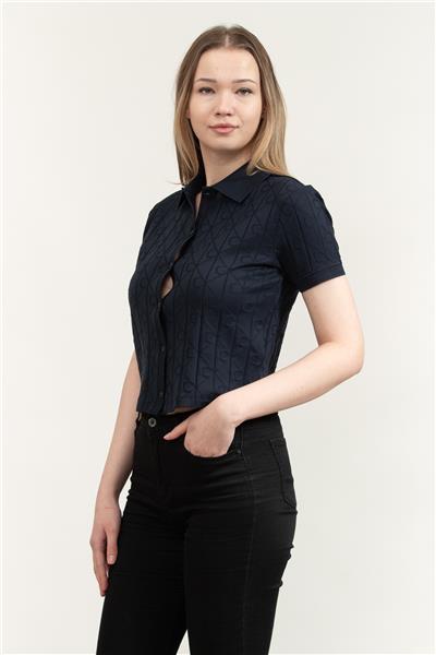 Calvin Klein Ss Aop Jacquard Kadın Polo Yaka T-Shirt