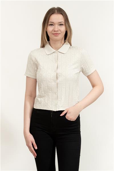 Calvin Klein Ss Aop Jacquard Kadın Polo Yaka T-Shirt