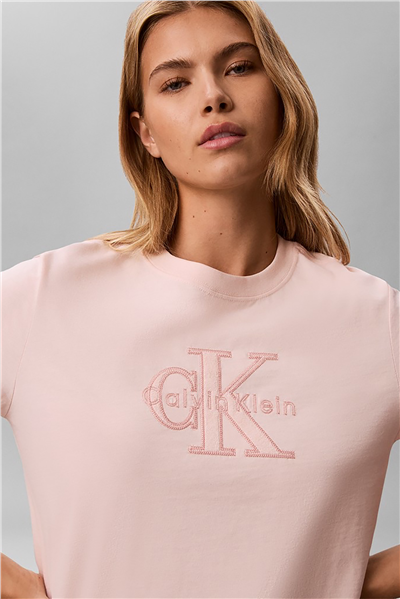 Calvin Klein Ss Baby Terry Hero Monologo Tee Kadın Bisiklet Yaka T-Shirt
