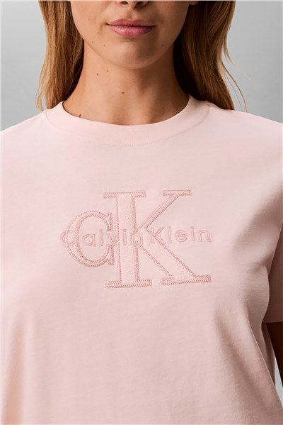 Calvin Klein Ss Baby Terry Hero Monologo Tee Kadın Bisiklet Yaka T-Shirt
