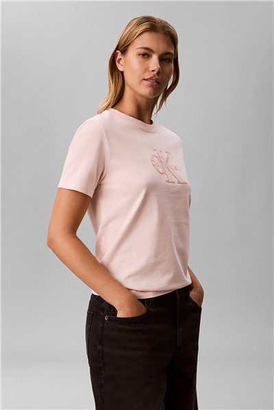 Calvin Klein Ss Baby Terry Hero Monologo Tee Kadın Bisiklet Yaka T-Shirt