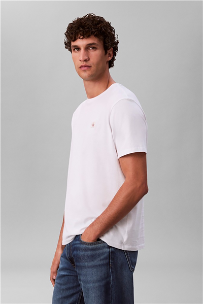 Calvin Klein SS Badge 30S Jersey Classic Tee Erkek Bisiklet Yaka T-Shirt Beyaz