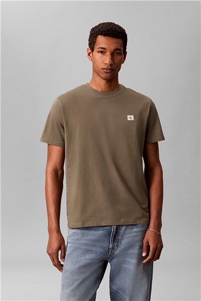 Calvin Klein SS Badge 30S Jersey Classic Tee Erkek Bisiklet Yaka T-Shirt Yeşil