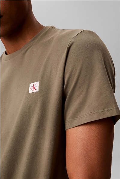 Calvin Klein SS Badge 30S Jersey Classic Tee Erkek Bisiklet Yaka T-Shirt Yeşil