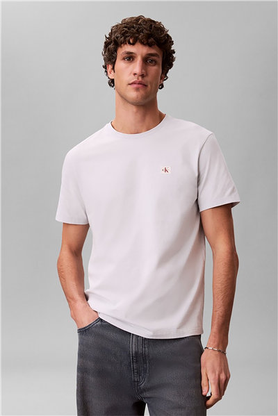 Calvin Klein SS Badge 30S Jersey Classic Tee Erkek Bisiklet Yaka T-Shirt Gri