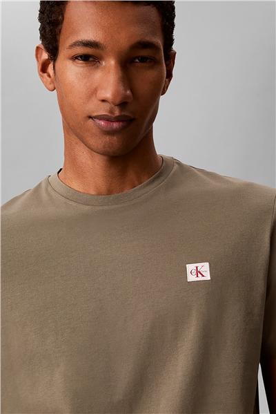 Calvin Klein SS Badge 30S Jersey Classic Tee Erkek Bisiklet Yaka T-Shirt Yeşil