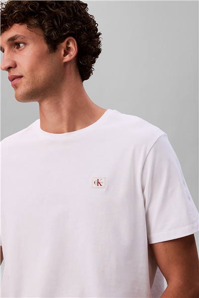 Calvin Klein SS Badge 30S Jersey Classic Tee Erkek Bisiklet Yaka T-Shirt Beyaz