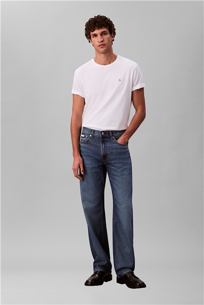 Calvin Klein SS Badge 30S Jersey Classic Tee Erkek Bisiklet Yaka T-Shirt Beyaz