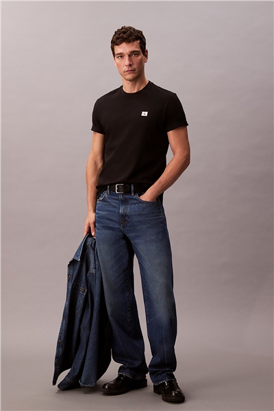 Calvin Klein SS Badge 30S Jersey Classic Tee Erkek Bisiklet Yaka T-Shirt Siyah