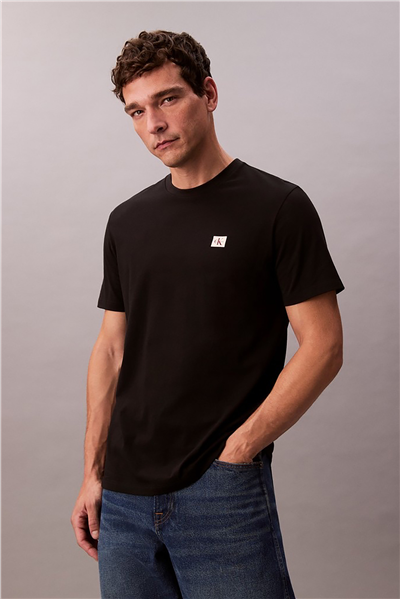 Calvin Klein SS Badge 30S Jersey Classic Tee Erkek Bisiklet Yaka T-Shirt Siyah