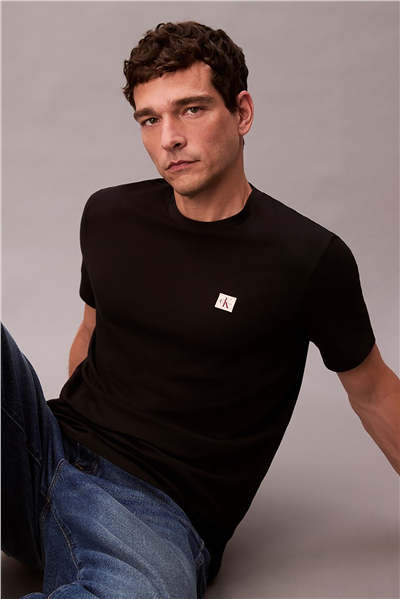 Calvin Klein SS Badge 30S Jersey Classic Tee Erkek Bisiklet Yaka T-Shirt Siyah