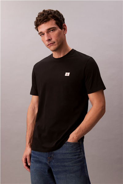 Calvin Klein SS Badge 30S Jersey Classic Tee Erkek Bisiklet Yaka T-Shirt Siyah
