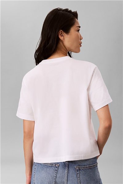 Calvin Klein Ss Boxy Bold Box Logo Tee Kadın Bisiklet Yaka T-Shirt Beyaz