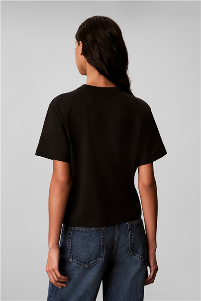Calvin Klein Ss Boxy Hand Drawn Monologo Tee Kadın Bisiklet Yaka T-Shirt Siyah