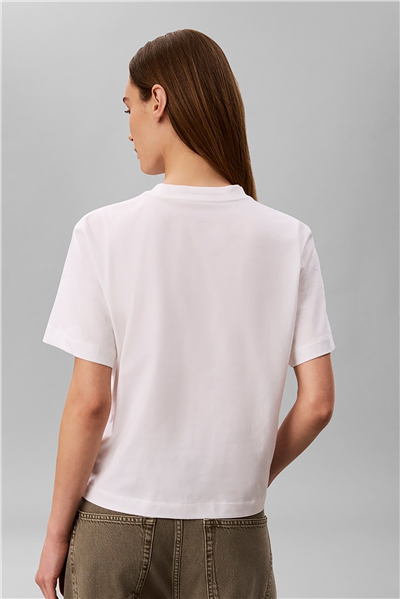 Calvin Klein Ss Boxy Hand Drawn Monologo Tee Kadın Bisiklet Yaka T-Shirt Beyaz