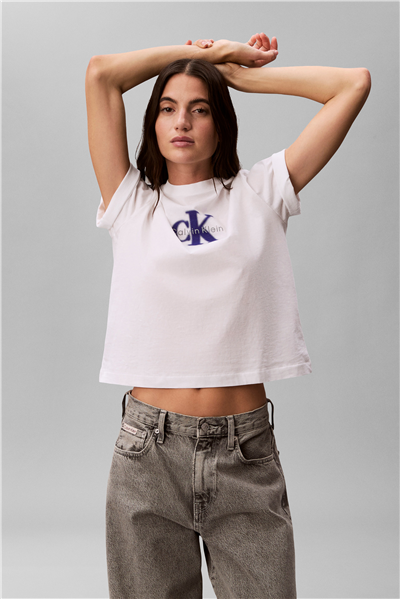 Calvin Klein Ss Boxy Seasonal Mon Kadın Bisiklet Yaka T-Shirt