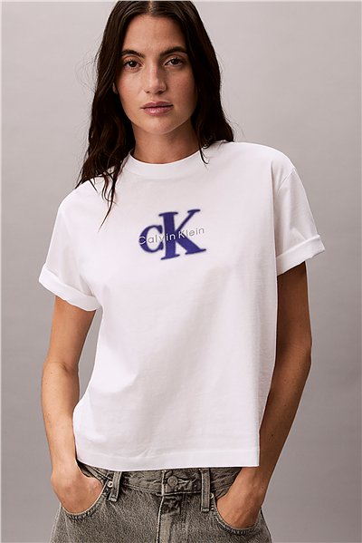 Calvin Klein Ss Boxy Seasonal Mon Kadın Bisiklet Yaka T-Shirt