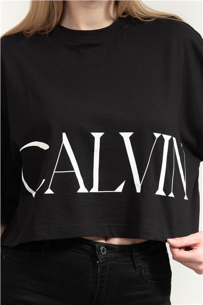 Calvin Klein Ss Calvin Klein Cropped Graphic Kadın Bisiklet Yaka T-Shirt