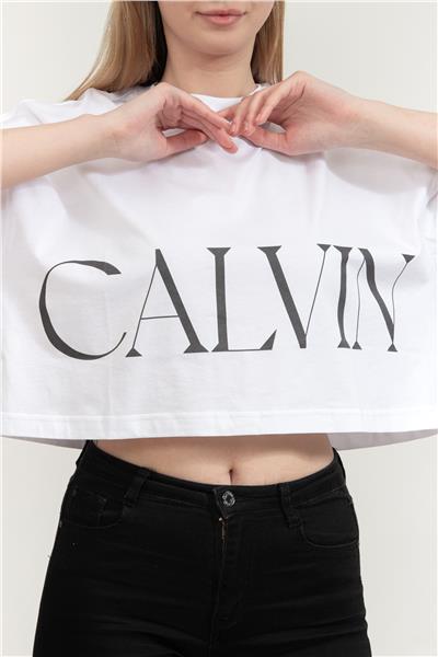 Calvin Klein Ss Calvin Klein Cropped Graphic Kadın Bisiklet Yaka T-Shirt