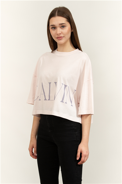 Calvin Klein Ss Calvin Klein Cropped Graphic Kadın Bisiklet Yaka T-Shirt