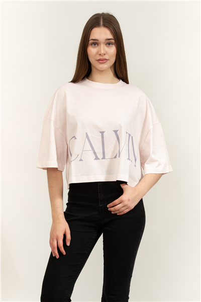 Calvin Klein Ss Calvin Klein Cropped Graphic Kadın Bisiklet Yaka T-Shirt