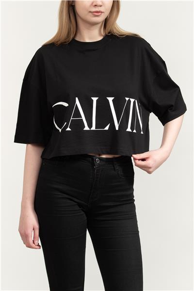 Calvin Klein Ss Calvin Klein Cropped Graphic Kadın Bisiklet Yaka T-Shirt
