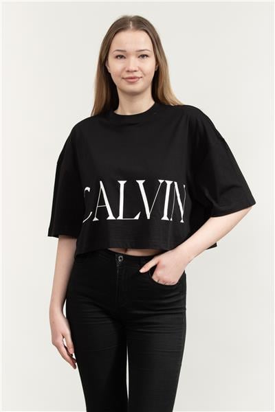 Calvin Klein Ss Calvin Klein Cropped Graphic Kadın Bisiklet Yaka T-Shirt