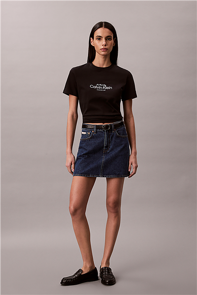 Calvin Klein Ss Classic Ck Nyc Lo Kadın Bisiklet Yaka T-Shirt