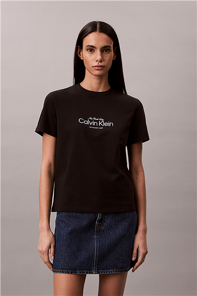 Calvin Klein Ss Classic Ck Nyc Lo Kadın Bisiklet Yaka T-Shirt