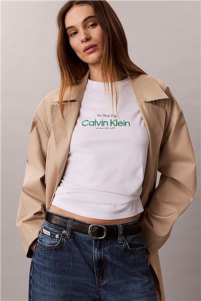 Calvin Klein Ss Classic Ck Nyc Lo Kadın Bisiklet Yaka T-Shirt
