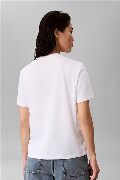 Calvin Klein Ss Classic Metallic Logo Tee Kadın Bisiklet Yaka T-Shirt Beyaz