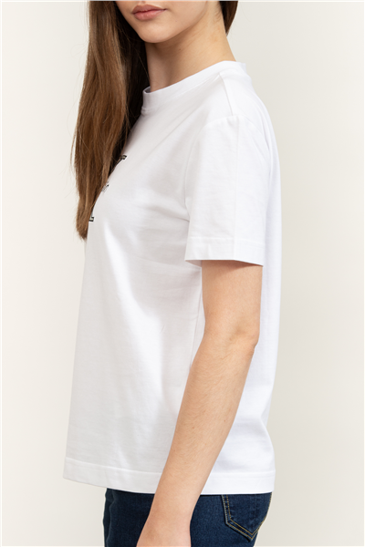 Calvin Klein SS Classic Monologo Metallic Cne Kadın Bisiklet Yaka T-Shirt
