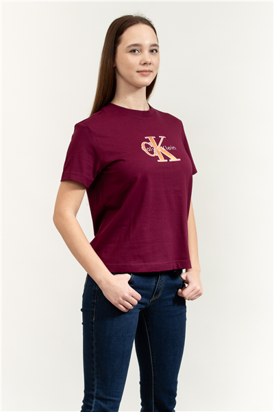 Calvin Klein SS Classic Monologo Metallic Cne Kadın Bisiklet Yaka T-Shirt