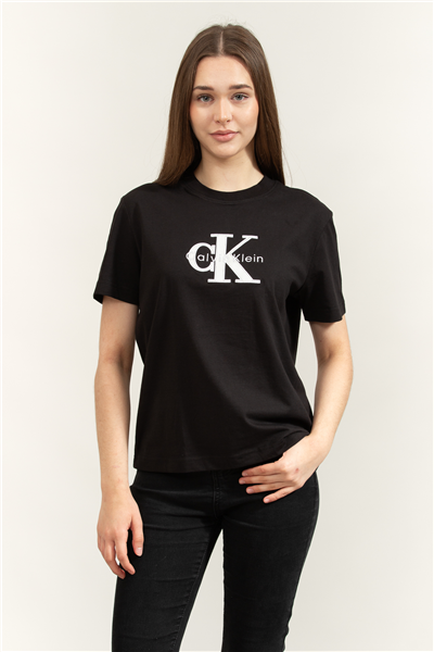 Calvin Klein SS Classic Monologo Metallic Cne Kadın Bisiklet Yaka T-Shirt